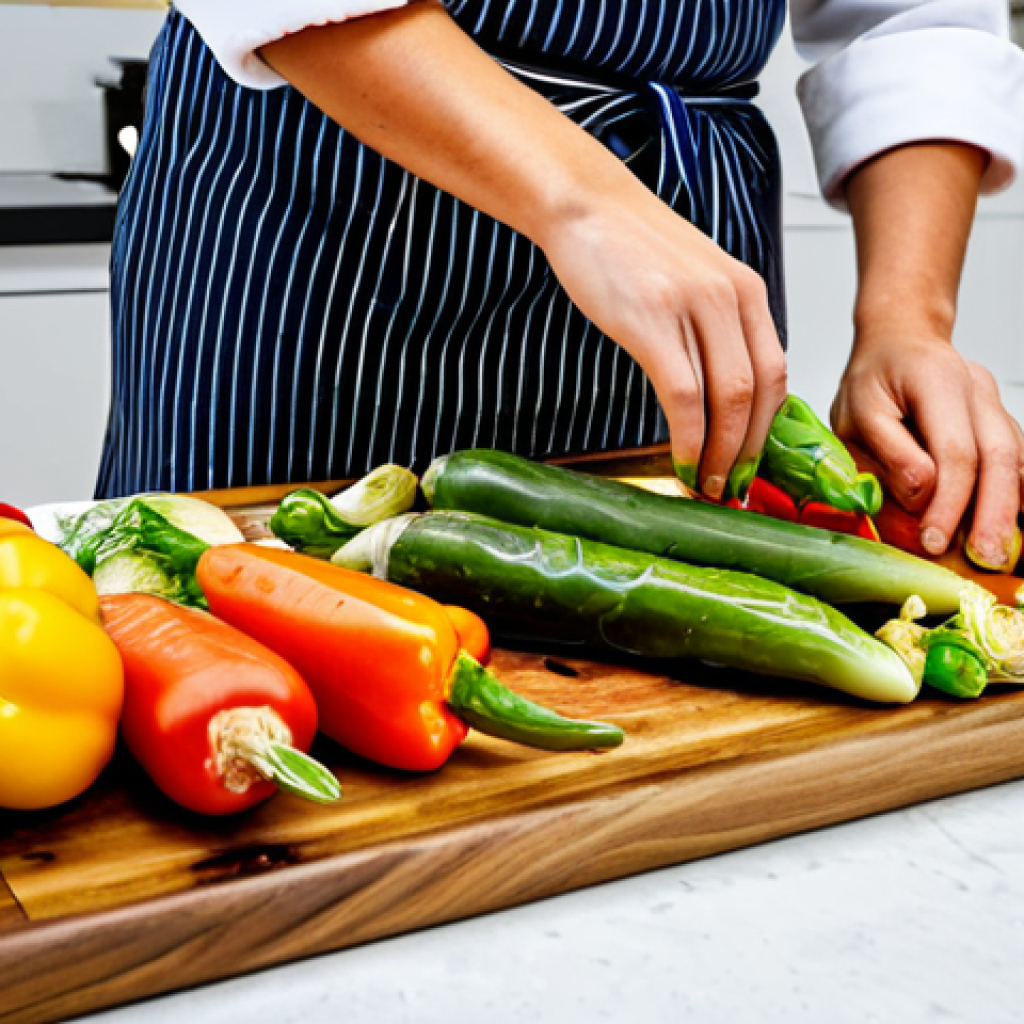**
"A chef in a bright and clean kitchen, arranging colorful roasted vegetables (carrots, bell peppers, Brussels sprouts) on a wooden serving platter, fully clothed, professional attire, safe for work, appropriate content, perfect anatomy, correct proportions, natural pose, well-formed hands, proper finger count, professional photography, high quality. The vegetables are glistening with oil and spices. A bottle of olive oil and a spice rack are visible in the background. modest, family-friendly"
**