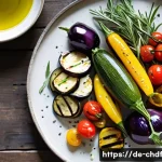 Home 21 로스팅 채소와 함께하는 여름 바비큐 - A vibrant and inviting image featuring a rustic wooden table laden with a generous platter of perfec...